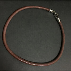 BVLGARI Choker Necklace Brown Leather Silver Hardware Unisex Bulgari